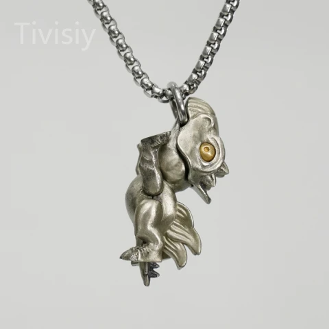 Artistic Stegosaurus Dino Vintage Pendant with Moveable Limbs and Biteable Mouth